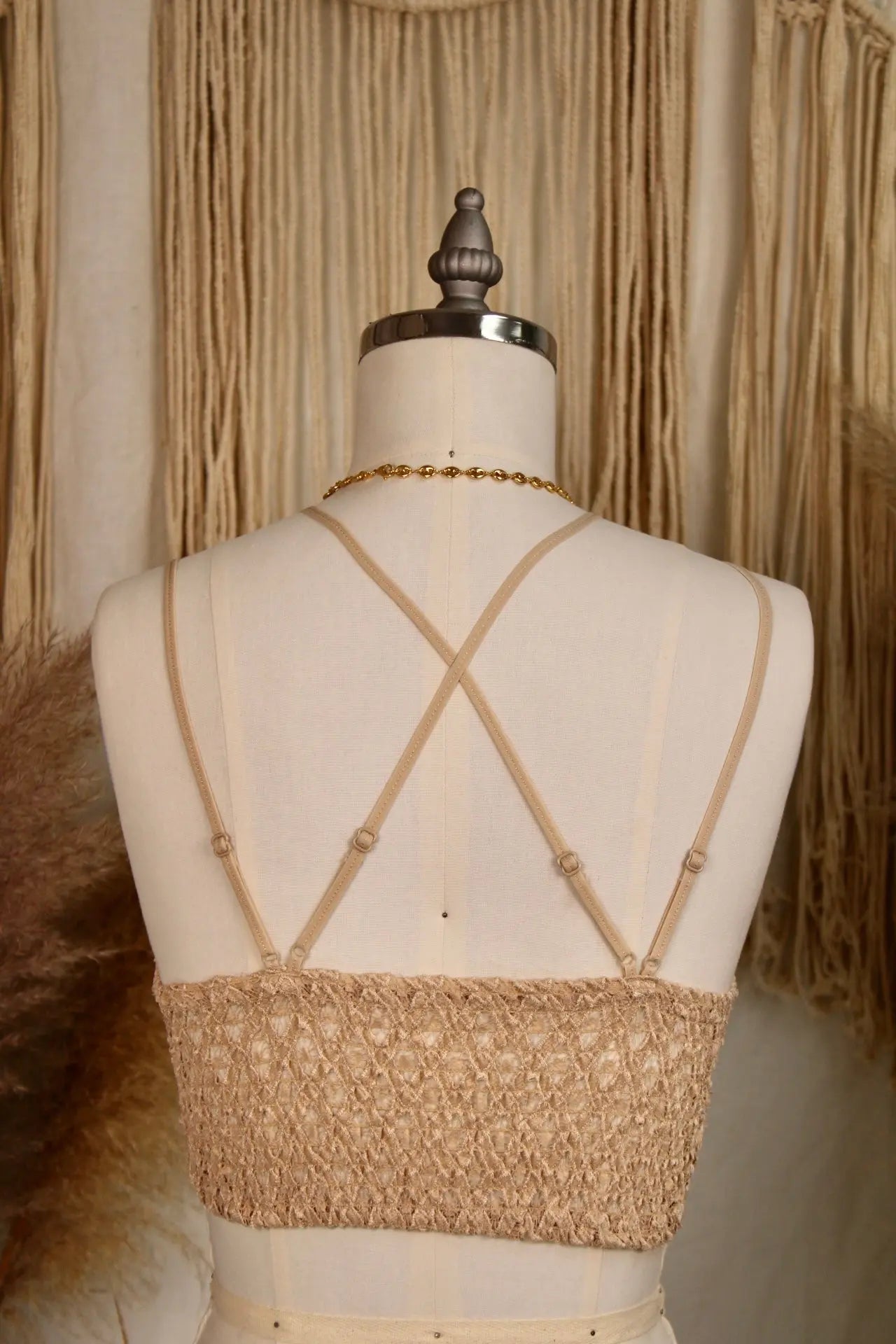 Crochet Lace Longline Bralette - Sand ANEMONE