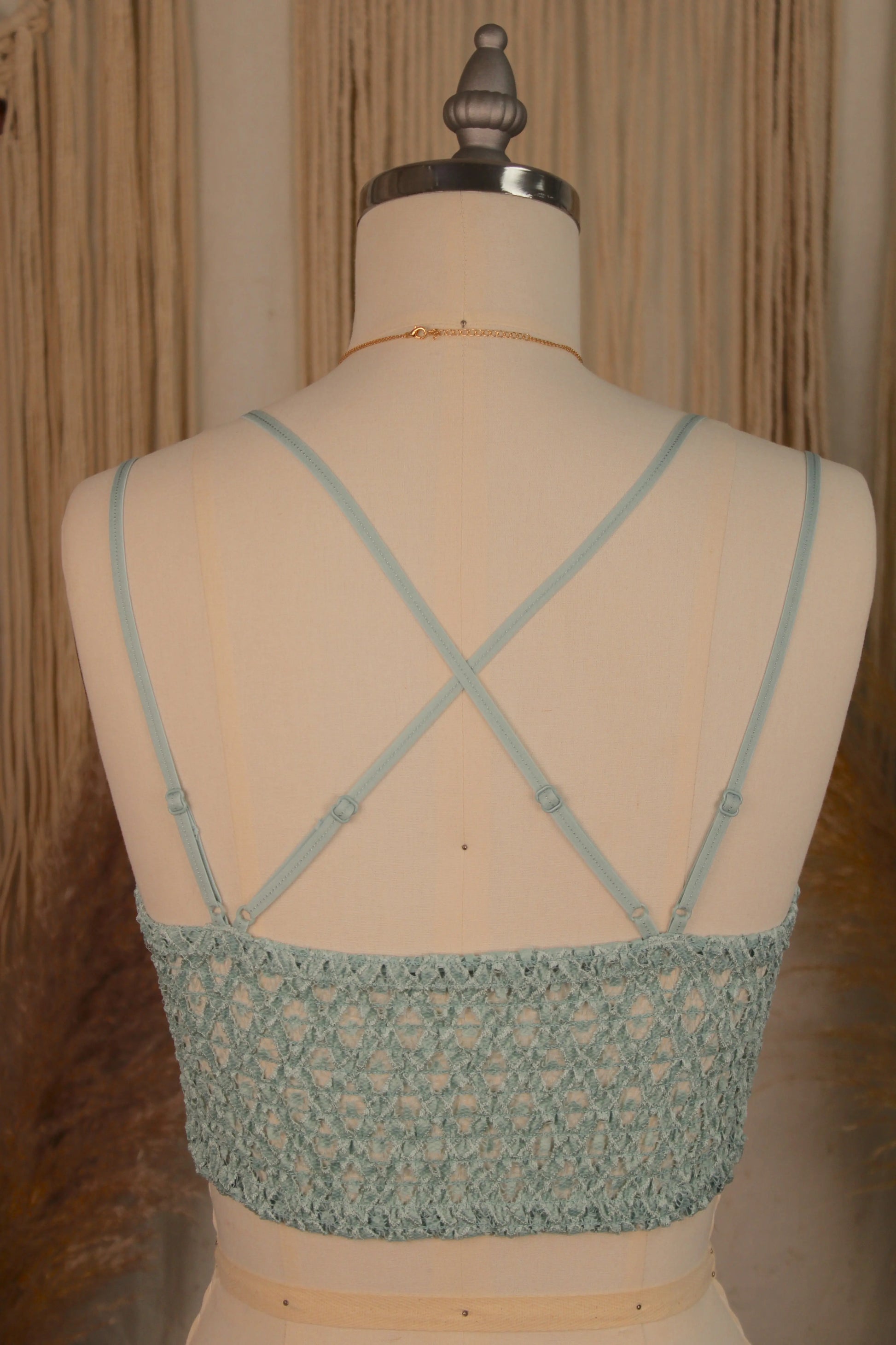 Crochet Lace Longline Bralette - Blue Surf ANEMONE