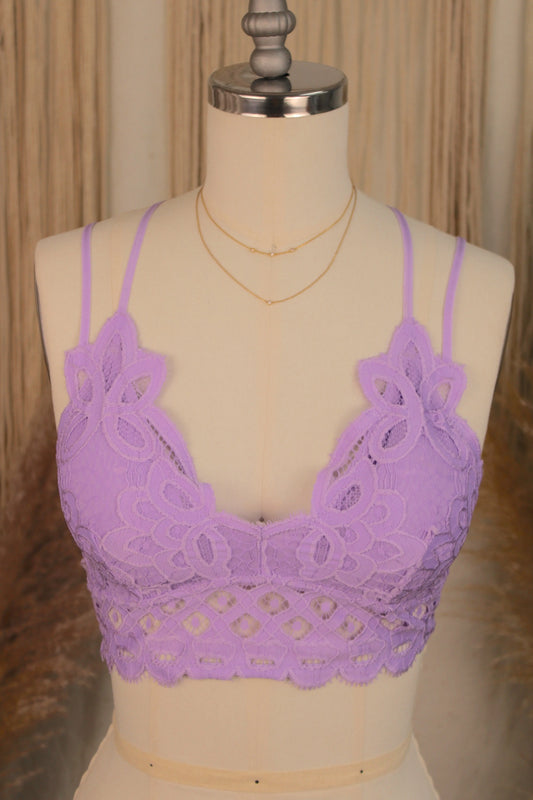 Crochet Lace Longline Bralette - Lavender ANEMONE