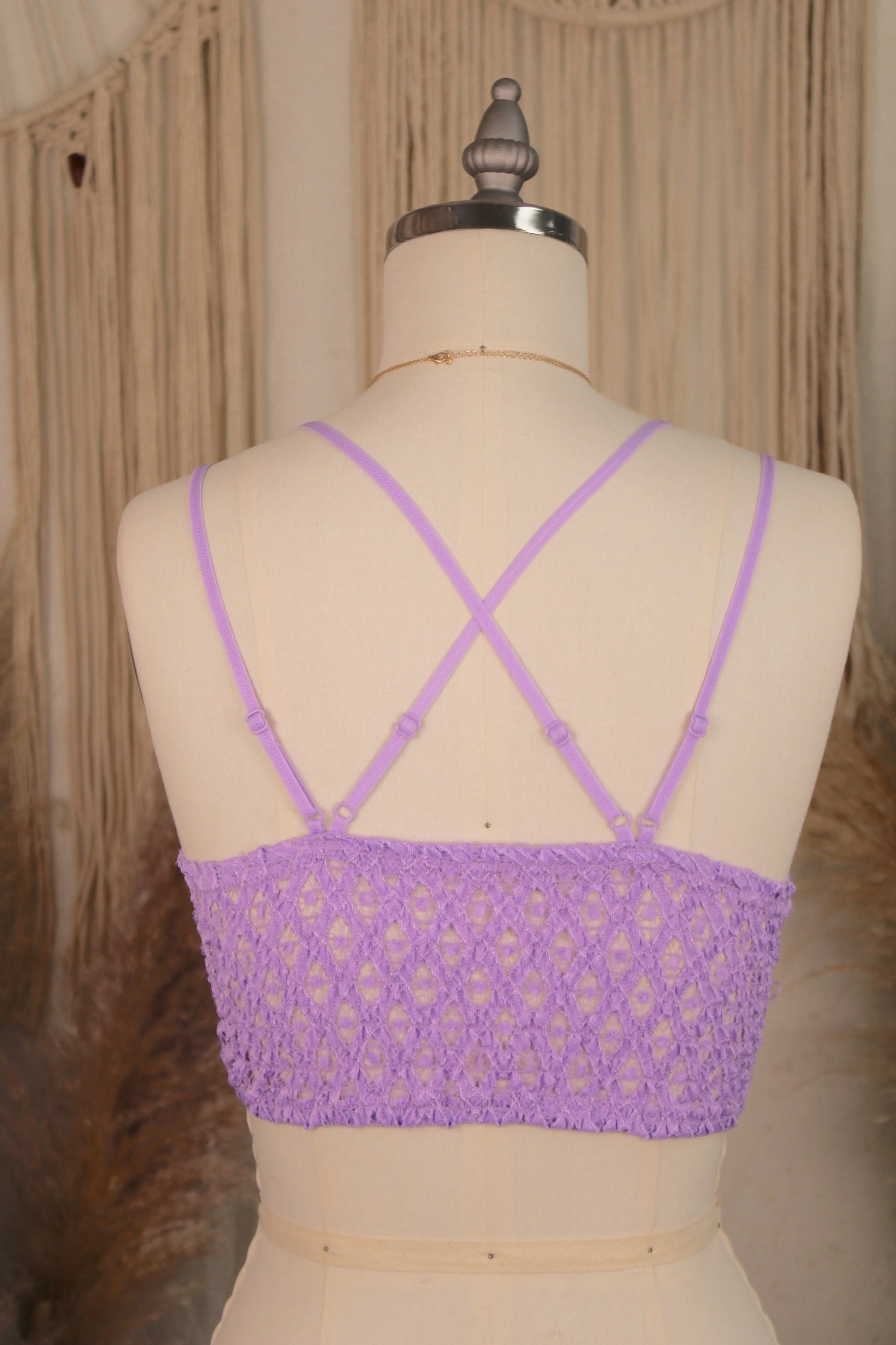 Crochet Lace Longline Bralette - Lavender ANEMONE