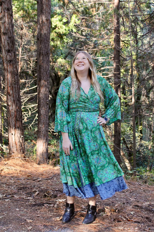 Emerald Dreams Reversible Wrap Skirt CIENNA