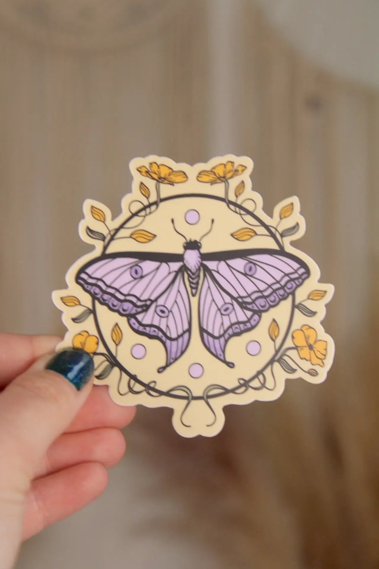 Floral Moth Sticker Graphic Heart