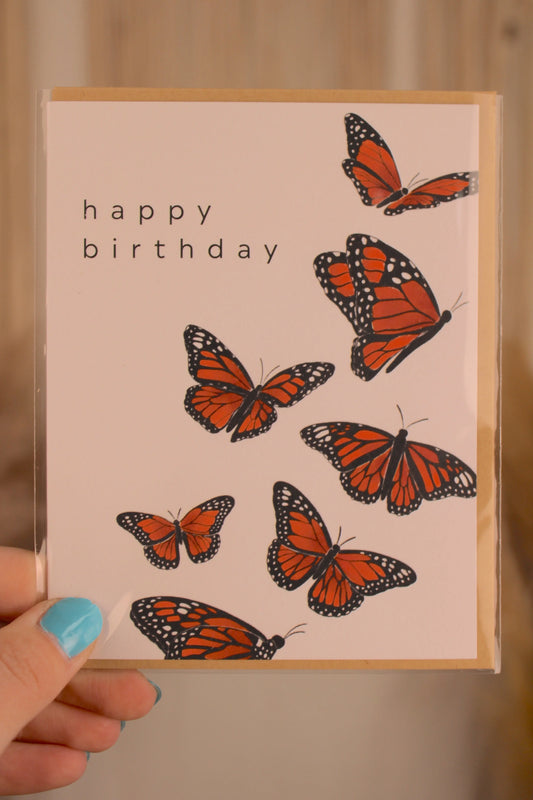 Flying Monarch Butterflies Happy Birthday Greeting Card Elyse Brianne Design