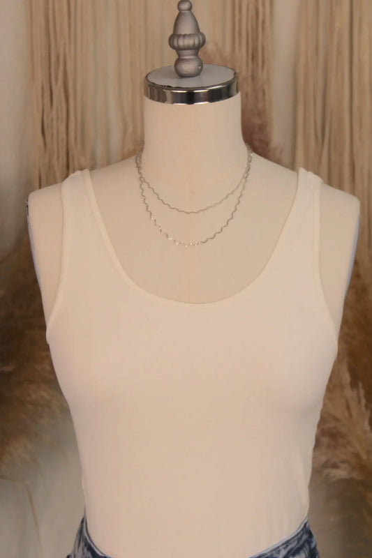 Layered Zig Zag Chain Necklace - Silver FAME