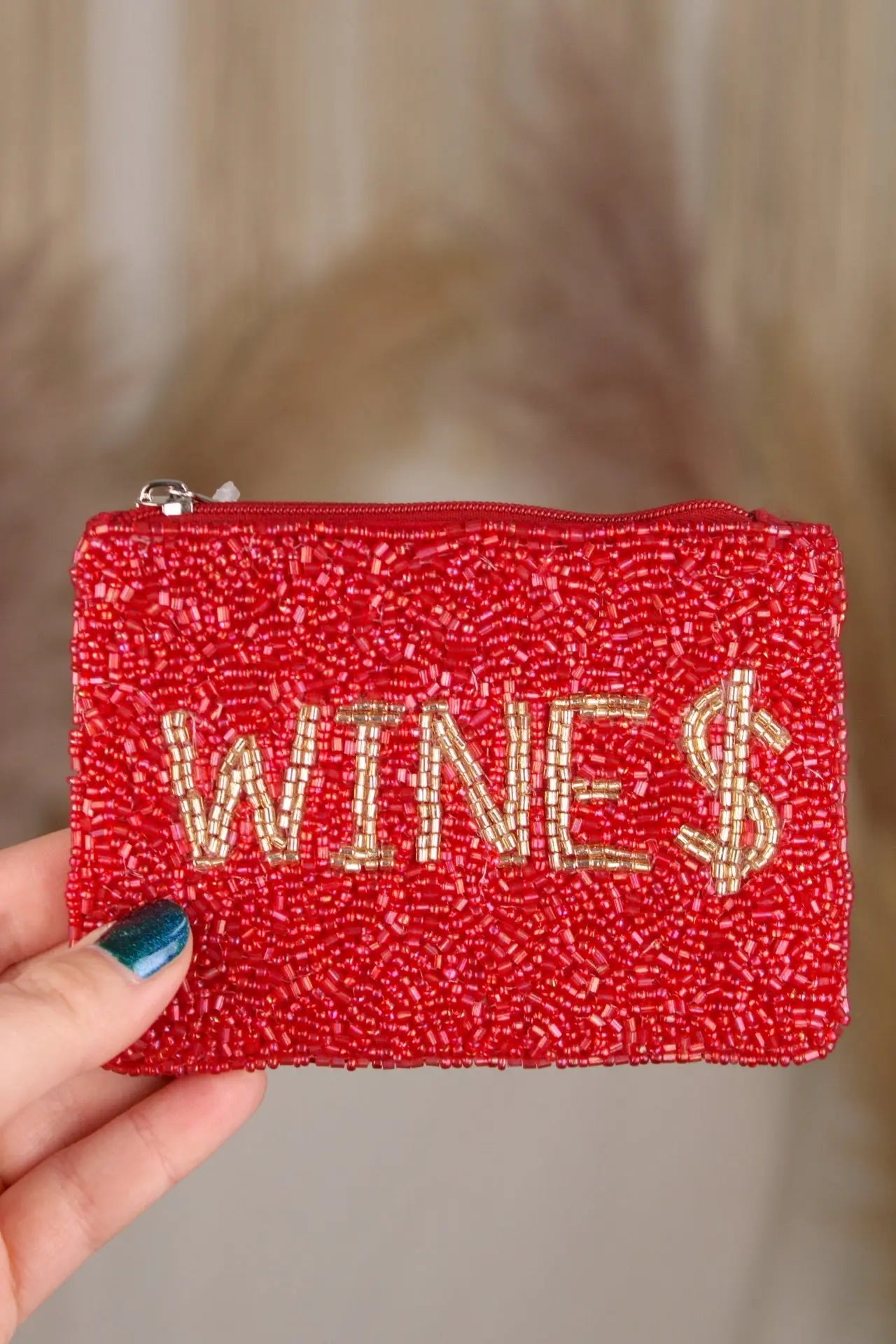Wine Money Beaded Pouch Joia