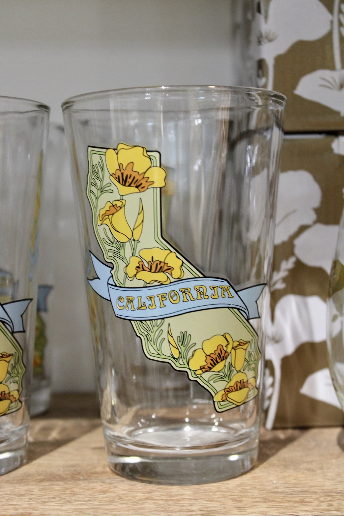 California State Poppies Pint Glass Wildflower Daydreams