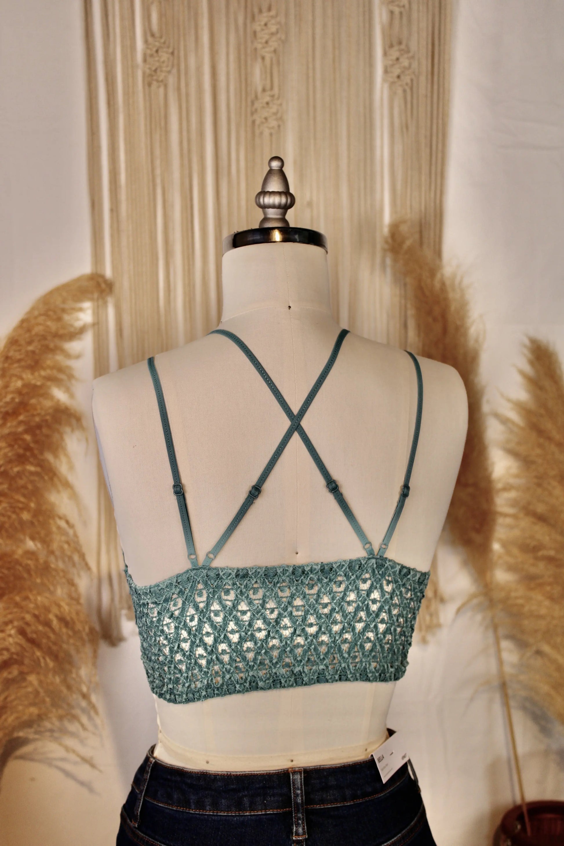 Crochet Lace Longline Bralette - Teal ANEMONE